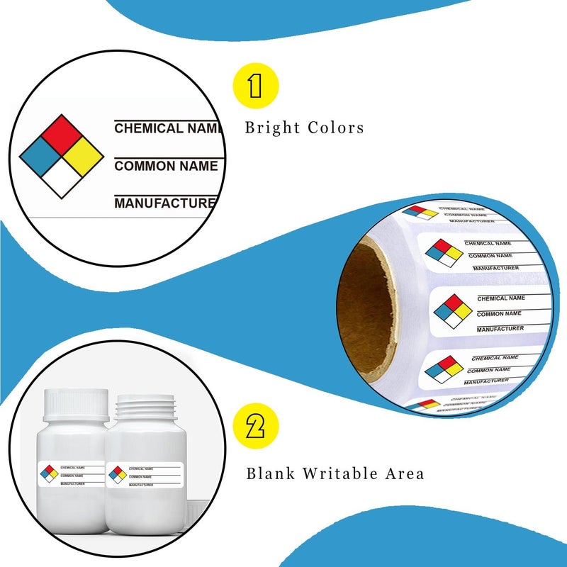Well Tile SDS Stickers/MSDS Stickers for Chemical Safty Data 1 X 3 Inches - Chemical Identifying and Labeling Sticker Decals - 250 HIMG Write-in Labels - Image 5